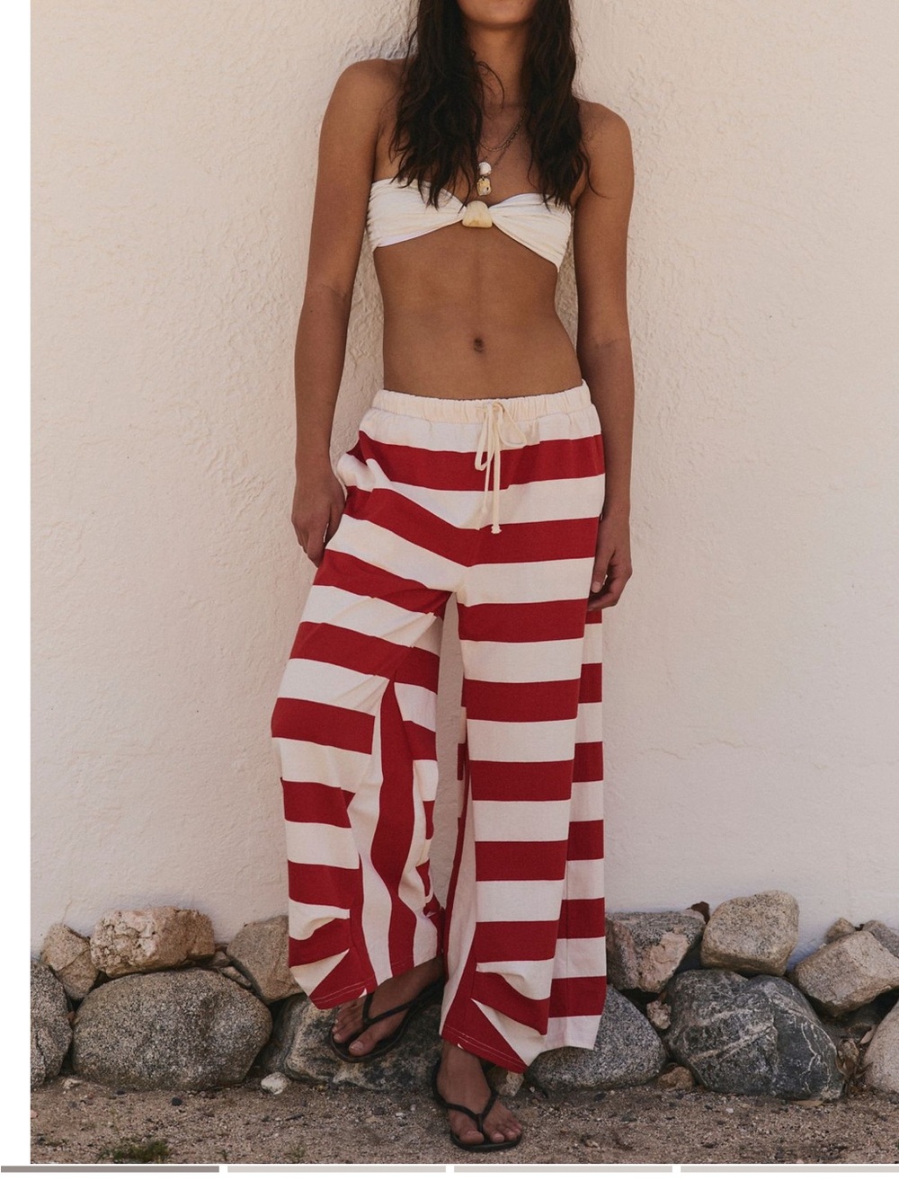 Free People Dakota Pants. Red & White Striped - Picture 7 of 7